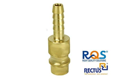 1pc. Rectus RQS air pressure plug for quick coupling RQS (Type 26) with hose connection in the choice of sizes 6 mm, 8 mm and 9 mm / made in Germany / highest quality / plug nipple / Euro standard profile / hose / made of brass / connection / standard tool / for pneumatic devices / thread has special foam coating / pressure air / compressors / vulcanisation / workshop