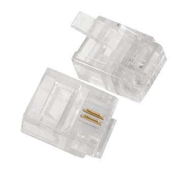 Tfpro Plastic 2 Pin RJ - 11 Modular Plug Telephone Cable LAN Connector - Pack of 10