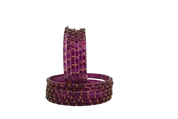 Raindrop Glass Bangles Set Beads Work | Traditional Chudi Bangle Set for Women & Girls | Wedding, Party & Gift Wear (packing 12 bangles)