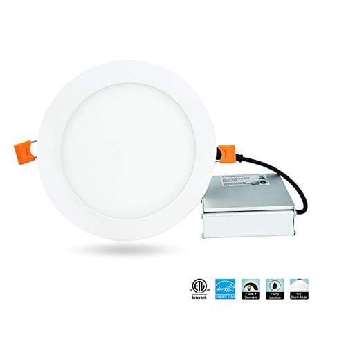 REIYN 6 Inch Super-Thin recessed Light with Remote Dimmer Driver in Junction Box - 12W 840LM Slim Panel Trim ETL Energy Star Listed IC Rated (5000K)