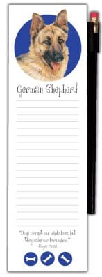 Wellspring Magnetic Refrigerator Note Pad with Pencil, Dog Breeds, German Shepherd
