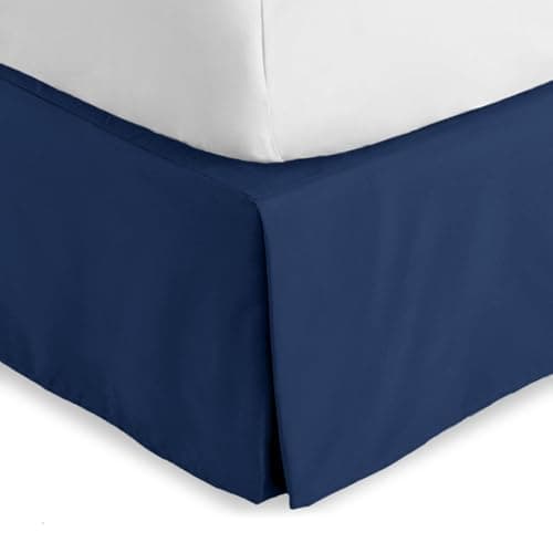 Bare Home Bed Skirt Double Brushed Premium Microfiber, 15-Inch Tailored Drop Pleated Dust Ruffle, 1800 Ultra-Soft Collection, Shrink and Fade Resistant (Full, Dark Blue)