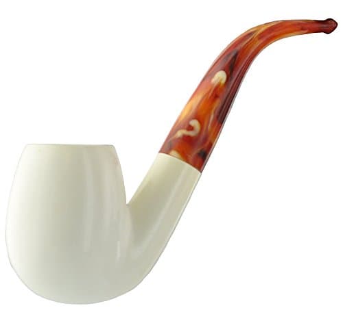 Full Bent White Smooth Turkish Meerschaum Pipe