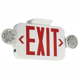 Hubbell CCR LED Combo Exit/Emergency Unit, Red Letters, White, Ni-Cad Battery