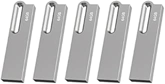 Aiibe 64GB Flash Drive 5 Pack Metal USB Drive Thumb Drive 64GB USB 2.0 Memory Stick Waterproof USB Flash Drives Jump Drive USB Stick with Keychain (64GB, Silver)