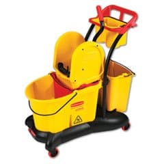 (3 Pack Value Bundle) RCP7777YEL WaveBrake Mopping Trolley Down-Press Bucket/Wringer Combo, 8.75 gal, Yellow