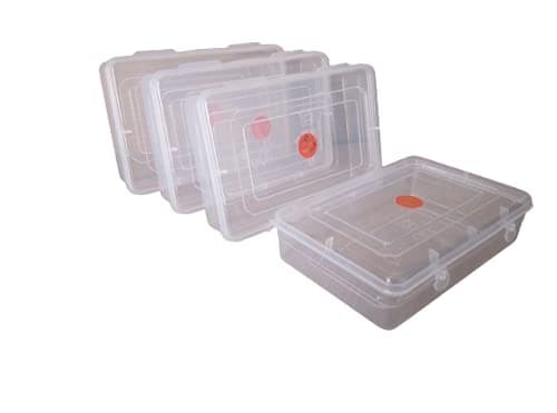 NAKODA Galaxy Clear Plastic Container For Storage, Organizer Box With Attached Lid Set of 4 Pcs (Small Size - 6 25 L X 4 72 W X 1 70 H Inches) Rectangular