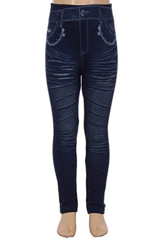 Girls Denim Look Printed Pull On Jeggings Small/Medium 1062-BL