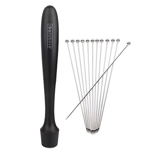 A Bar Above Plastic Muddler (12 Inch Cocktail Muddler) and Stainless Steel Cocktail Picks (Set of 12)