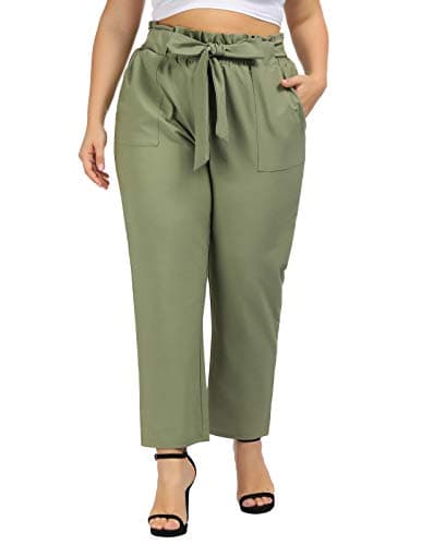 Hanna Nikole Women's Pull-On Pants Elastic Waist Plus Size Cropped Pockets Pants
