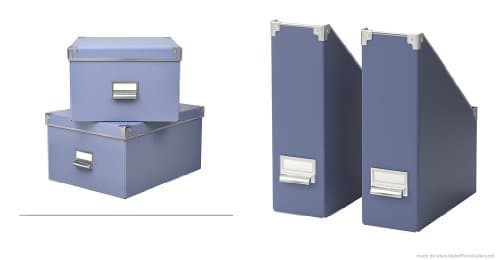 Ikea Kassett Blue 2 Pack Magazine File Folder Organizer and 2 pack Blue Magazine Box Storage With Lid (4 Pack)