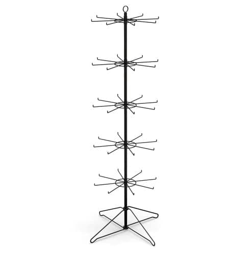 5 Tier Economical Spinner Display Rack,Top Spinner Rack,Retail Display Stand for Showroom,Exhibition and Retail Store,Displaying Hats,Jewelry, Necklace Holder, Keychain, Craft Show Rack 63" H x 25" W x 25" D Inches with 40 Hooks