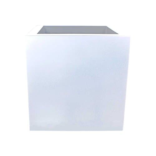 Montroy Modern Cube Planter | 16" Tall, 16" Wide, 16" Deep | Square Fiberglass Planter Box For Indoor Or Outdoor Use | Home, Office, Garden, Patio - Bright White Finish