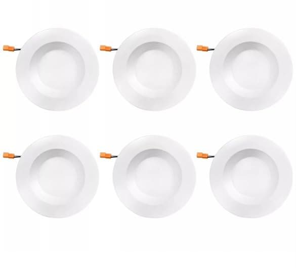 Generic AES IBRIGHT 5""&6"" in. 2700K White Integrated LED Warm White Recessed Ceiling Light Fixture Retrofit Downlight Trim, 91 CRI 10W 75W equivalent 6pack, Aes6-10W-27h-6pc