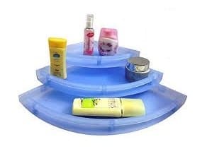 KITCHENEXP :UnBreakable" Premium Quality Crystal Clear Corner Set Plastic Bathroom Corner Shelves (Pack of 3, Clear) BLUE