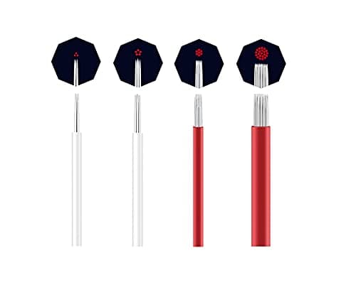 Yeham Semi-Permanent Makeup Round Microblade Needles Manual Fog Needle Eyebrow Tattoo Needle 4 Different Types R3 R5 R7 R21 Pack of 100