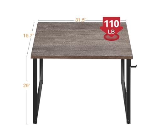 Casaottima 32 Inch Small Computer Desk for Home Office, Study Writing Table for Small Spaces, Simple Modern Desk with Headphone Hooks, Grey Oak