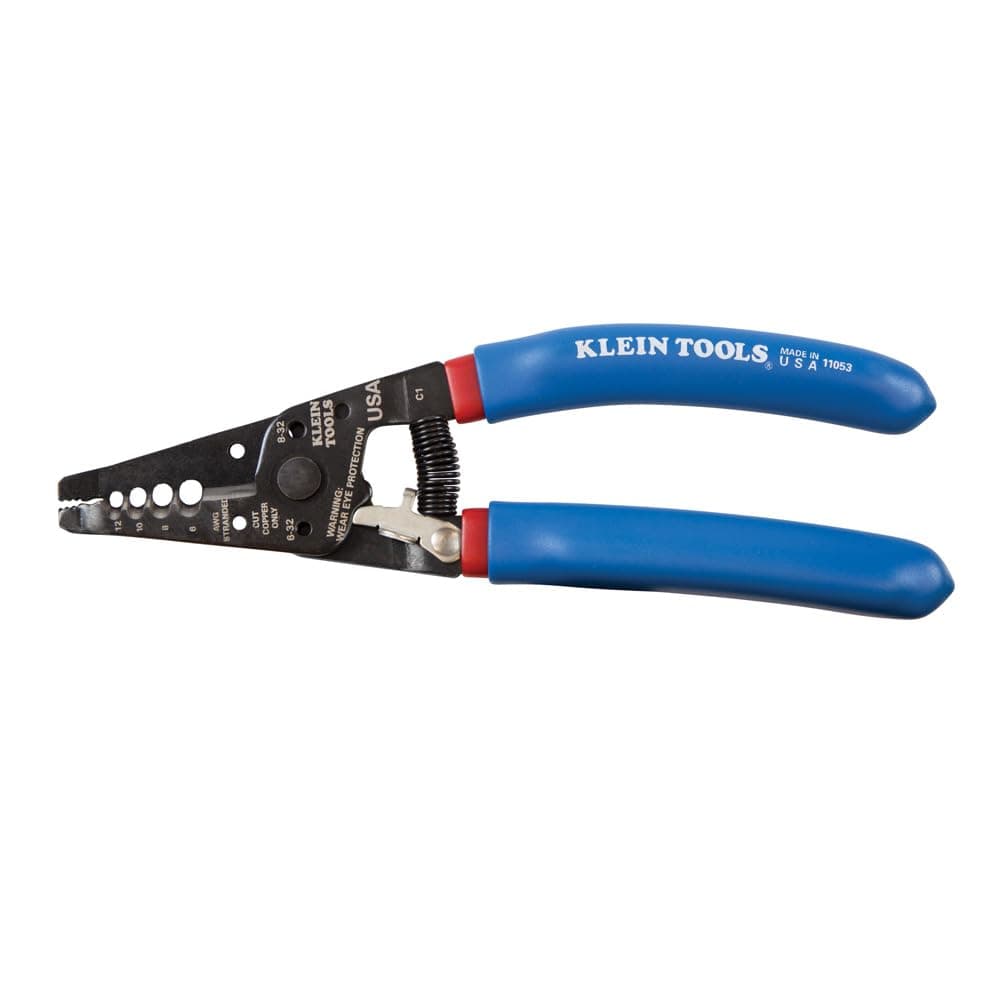 Klein Tools 11053 Klein-Kurve Wire Stripper and Cutter, Made in USA, Stripping / Cutting Tool for 6-12 AWG Stranded Wire, 7-1/8-Inch