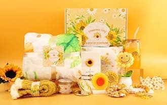 Sunflower Gifts for Women, Get Well Soon Gift Baskets Self Care Package Relaxation Spa Bath Set, Birthday Hampers Pamper Gifts for Her Best Friends, Mothers Day Thinking of You Gifts for Mum Wife