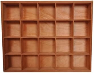 1 Pcs 13.4''x10.6''x2'' Wooden Storage Divider Box Showcase Display Box Organization Tray Display Holder with 20 Compartments for Home Craft Office Kitchen Storage (Vintage Color)