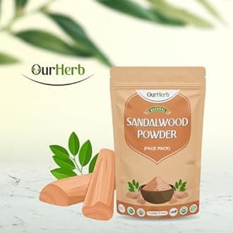 OurHerb Sandalwood & Multani Mitti Powder Face Pack for Glowing Skin & Tan Removal, Effective Facial Treatment Glow Naturally Chandan Powder,Wooden Spoon | Pack of 100g x 2 |
