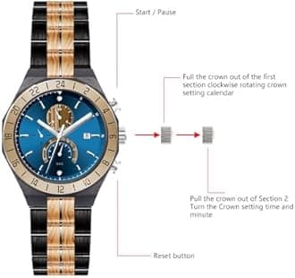 WASTIME Wooden Watches Men Women Stylish Sports Date Chronograph Multifunctional Wooden Wrist Watches