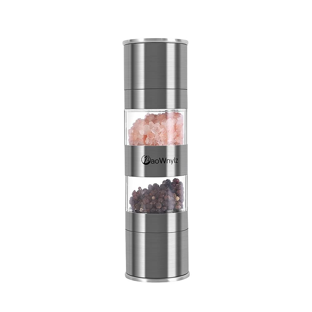 2 in 1 Salt and Pepper Grinder,Ceramic Core Pepper Mill,Stainless Steel Manual Salt Grinders,Adjustable Coarseness,Refillable Suitable for All Kinds of Spices…