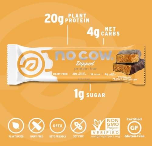 No Cow Protein Bars, Branded Sample Pack - Healthy Snacks, 20G Vegan Protein, High Fiber, Low Sugar, Keto Compatible, Dairy Free & Gluten Free (12 Un