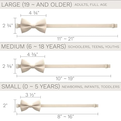 Classic Pre-Tied Bow Tie Formal Solid Tuxedo for Adults & Children, by Bow Tie House