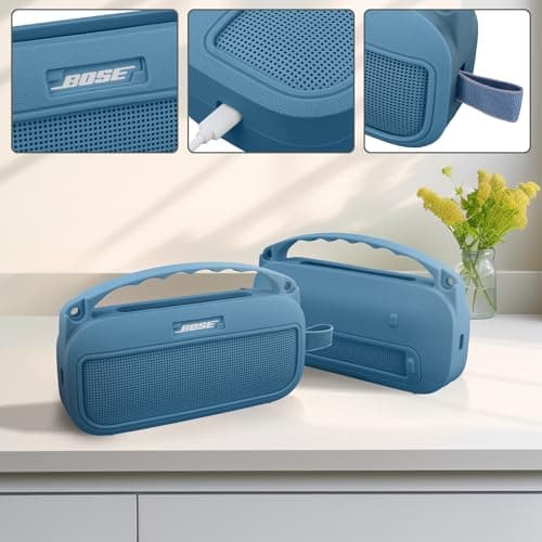 co2CREA Case Silicone for Bose SoundLink Flex (2nd Gen) Bluetooth Portable Speaker, Portable Ultra-light Protective Sleeve with Carabiner and Shoulder Strap (Speaker and Accessories not Included)