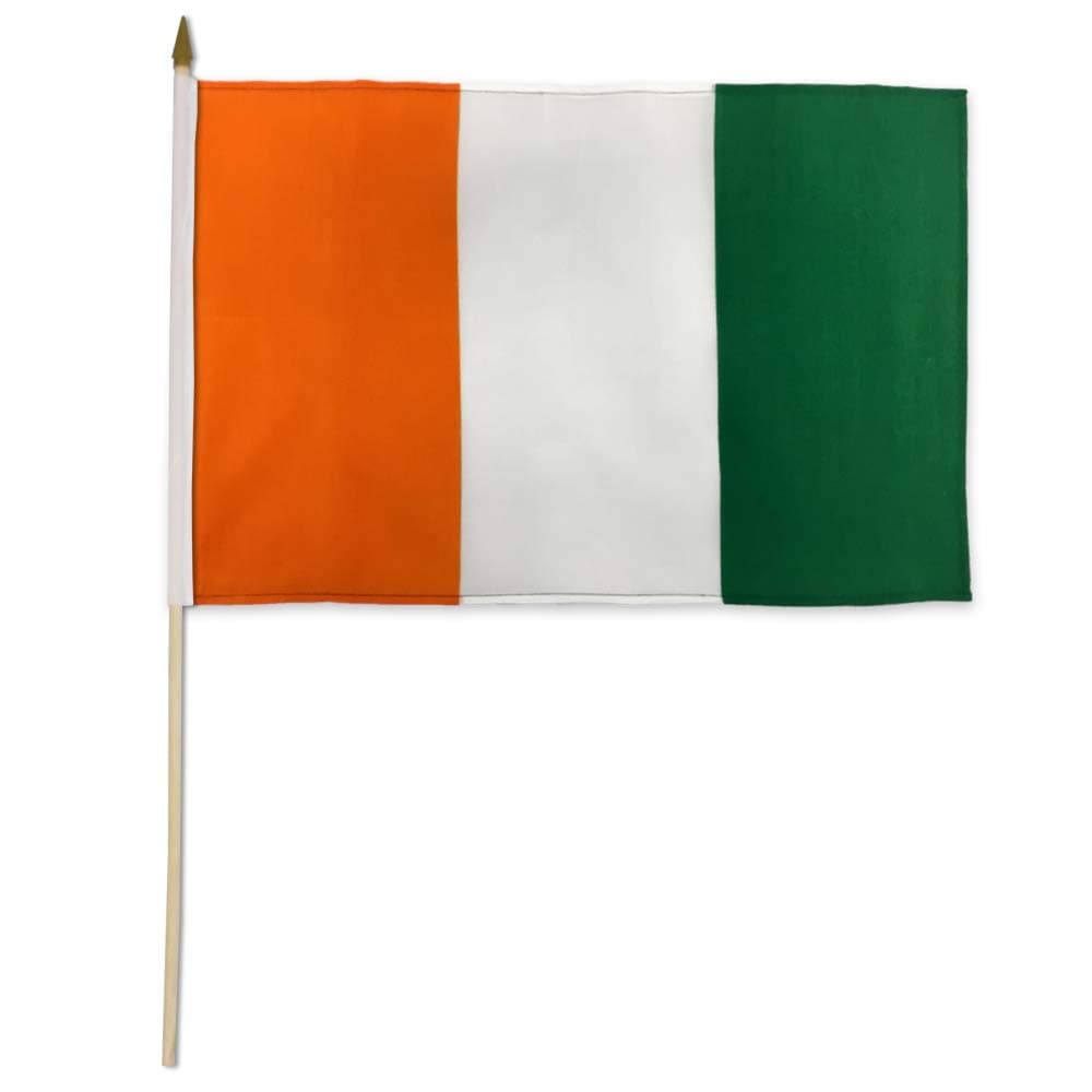 Flags Importer Cote D'Ivoire Dozen 12x18” Stick Flags, Multicolor