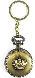 Blue Aura Premium Pocket Watch Metal Keychain Retro Vintage for Gifting With Key Ring Anti-Rust (BA-KWIC-3)