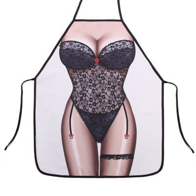 Black Lingerie Female Kitchen Apron