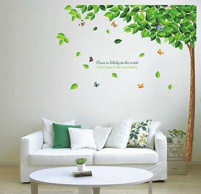 Walplus Wall Stickers Falling Leaves Removable Self-Adhesive Mural Art Decals Vinyl Home Decoration DIY Living Bedroom Office Décor Wallpaper Kids Room Gift, Green