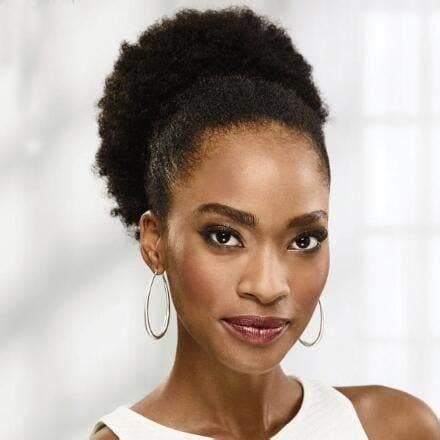 Afro Puff Drawstring Ponytail High Puff Kinky Curly Afro Ponytail African American for Woman Bun Extension Updo Ponytail Hair Piece with Two Clips（1B#color）