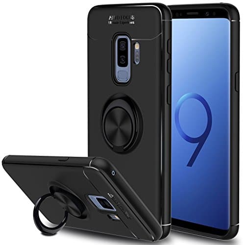 Elegant Choise Galaxy S9 Plus Case, Hybrid Slim Durable Soft 360 Degree Rotating Ring Kickstand Protective Case with Magnetic Case Cover for Samsung Galaxy S9 Plus (Red)