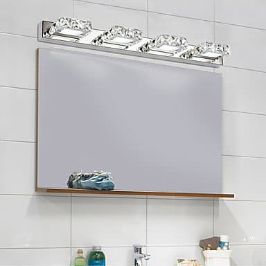 comeonlight Bathroom Vanity Light, LED Wall Lamp, 4-lights 6000K White 12W (Square Shape Crystal)
