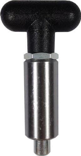 Pull Pin - T-Handle - 2-1/4" Length x 1" Diameter Steel Barrel - with Lockout - 1/2" Diameter Steel Spring-Loaded Plunger