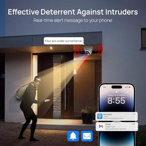 Compatible for Hikvision 4K 8MP PoE IP Turret Camera Active Deterrence (red/Blue LED, Siren), 98ft Night Color Vision F1.0, Human Vehicle Detection, MicroSD 256GB, 2-Way Audio, 2.8mm Lens, IP67