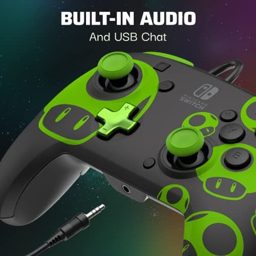 Switch Accessory: Wired Controller - PDP Rematch - 1Up Glow In The Dark: Officially Licensed by Nintendo