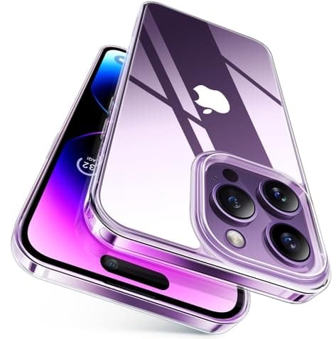 Diamond Clear for iPhone 14 Pro Max Case, Anti-Yellowing, 12FTMil-Grade Drop Protection, Shockproof Slim Protective Hard Back Soft Bumper with Airbag for iPhone 14 ProMax Case, Crystal Clear