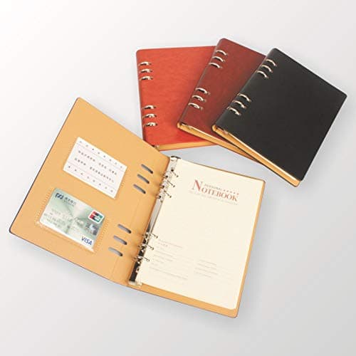 Notebook A5 Loose-leaf Notebook Leather Black Business Notebook Metal Binder Notebook