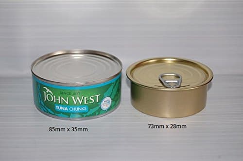 100 Cans with Ring-pull Lids 73mm diameter Sizes No.1 28mm Tin Capacity 90g