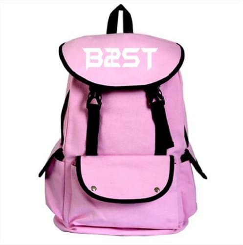 Beast Kpop B2st Accessories merchandise canvas backpack school bag Fanmade (Pink)