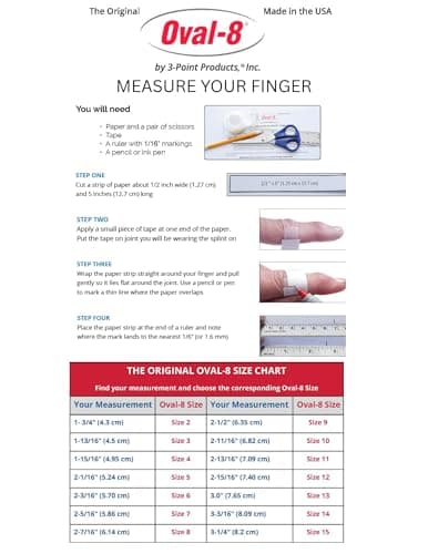 3-Point Products Oval-8 Finger Splint, Support and Protection for Arthritis, Trigger Finger or Thumb, and Other Finger Conditions, 3-Pack, Size 8