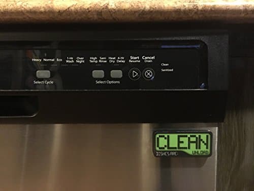 Reversible Double Sided Clean Dirty Dishwasher Magnet - Super Strong, Durable & Waterproof - Premium Kitchen Gadget for Home & Office - Sticks to Stainless Steel - Modern Digital Green/Red
