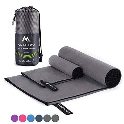 Microfiber Towel Quick Dry Ultra Absorbent Compact, Gray/Black L