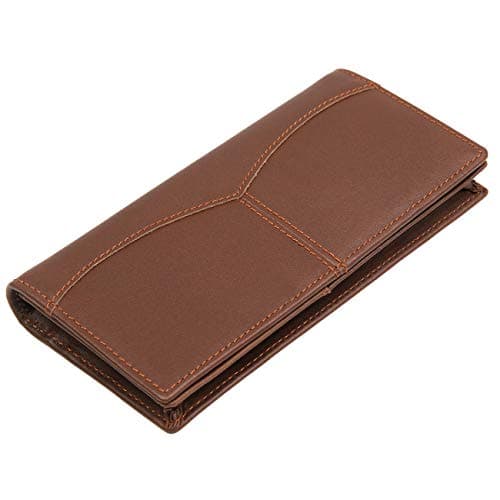Texbo RFID Blocking Full Grain Leather Vintage Bifold Long ID Cash Card Wallet Holder For Checkbook,Credit Cards