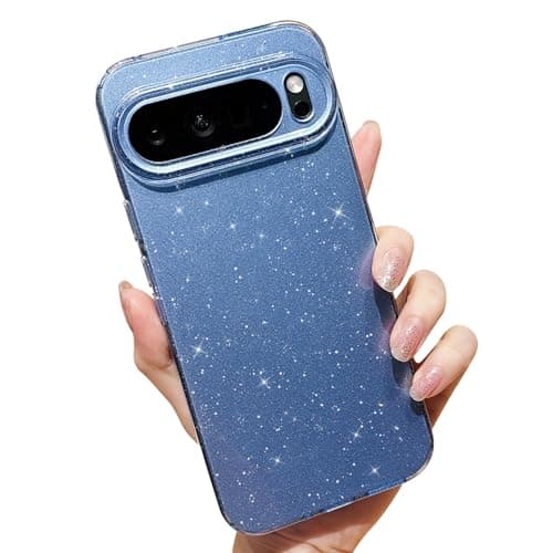 MINSCOSE Compatible with Google Pixel 9 Pro XL Case,Cute Bling Glitter Thin Slim Shockproof TPU Sparkly Cover for Women Girl for Google 9 Pro XL 6.8 INCH-Light Blue