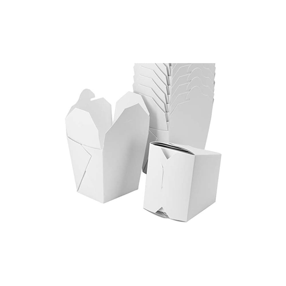 Microwavable White Chinese 16 oz Take Out Boxes. 50 Pack by Avant Grub. Stackable Pails are Recyclable. Ideal Leak and Grease Resistant Pint Size to Go Container for Restaurants and Food Service.